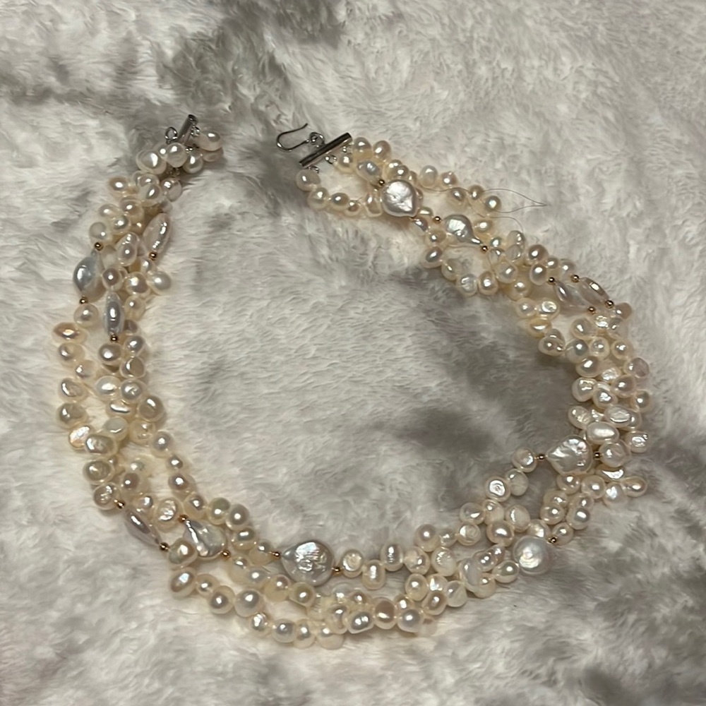 3 strand cultured pearl necklace